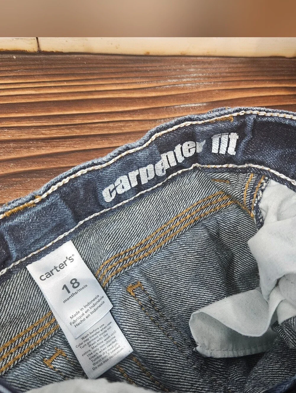 Carters 18 Month Carpenter Fit Denim Jeans With Plaid Onesie
